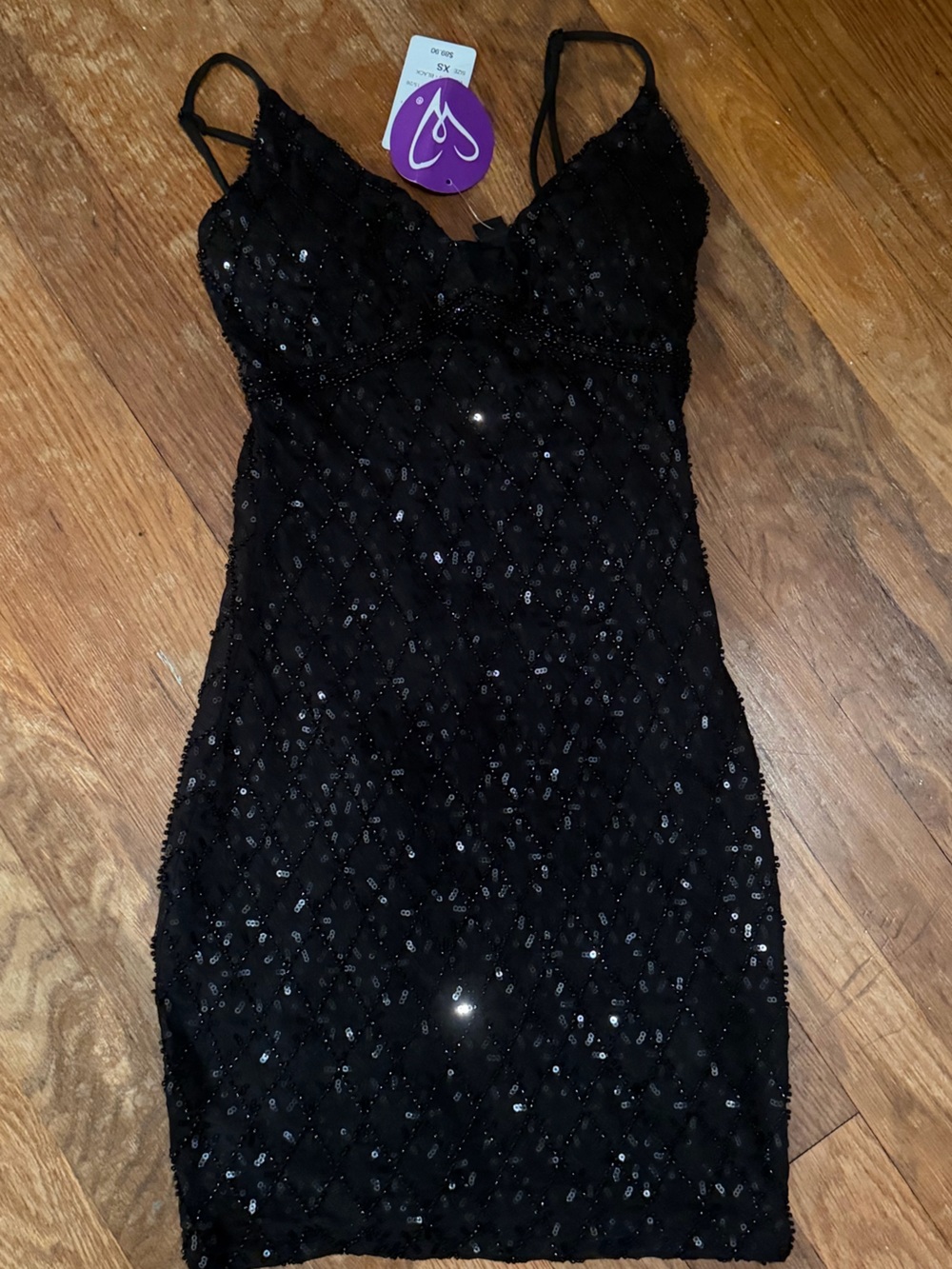 New with tags black sequin XS dress